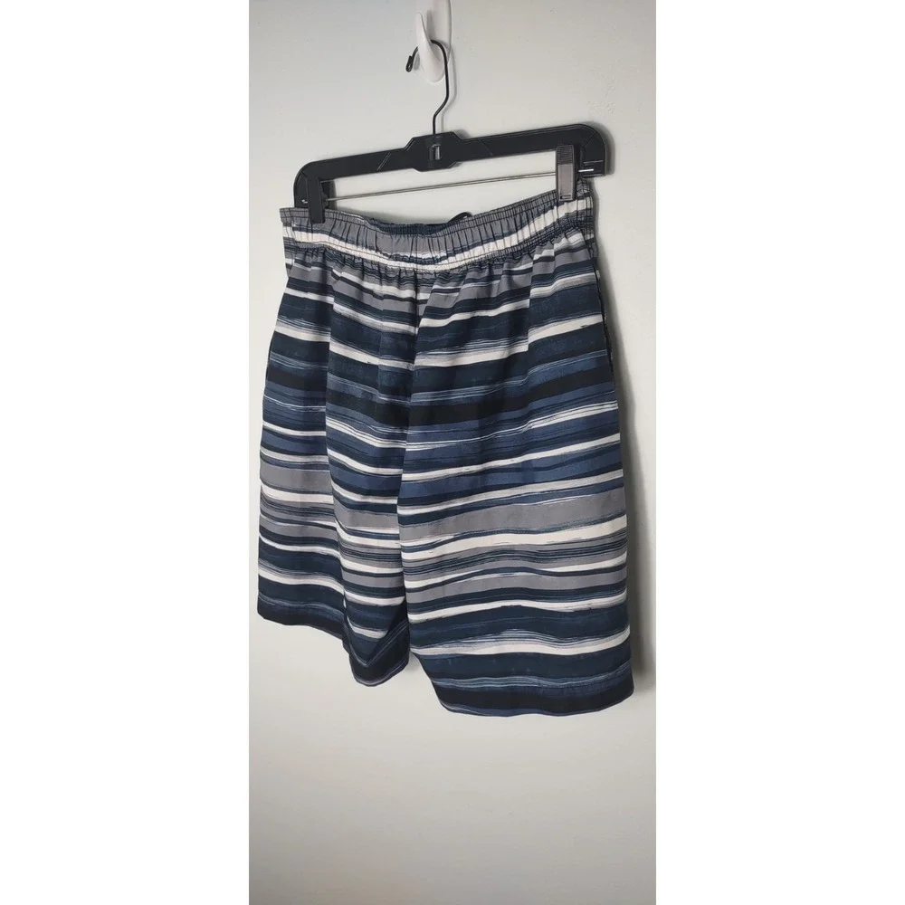 Speedo Men's Swim Trunks Size blue Striped Board Shorts Beach Vacation